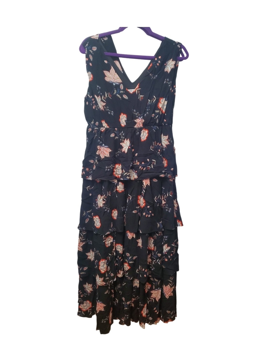 Sleeveless Black Floral Tiered Maxi Dress. NWOT . sizes S & M - Picture 2 of 5